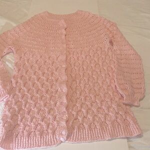 Soft Pink Cable Knit Button-Front Women’s Sweater